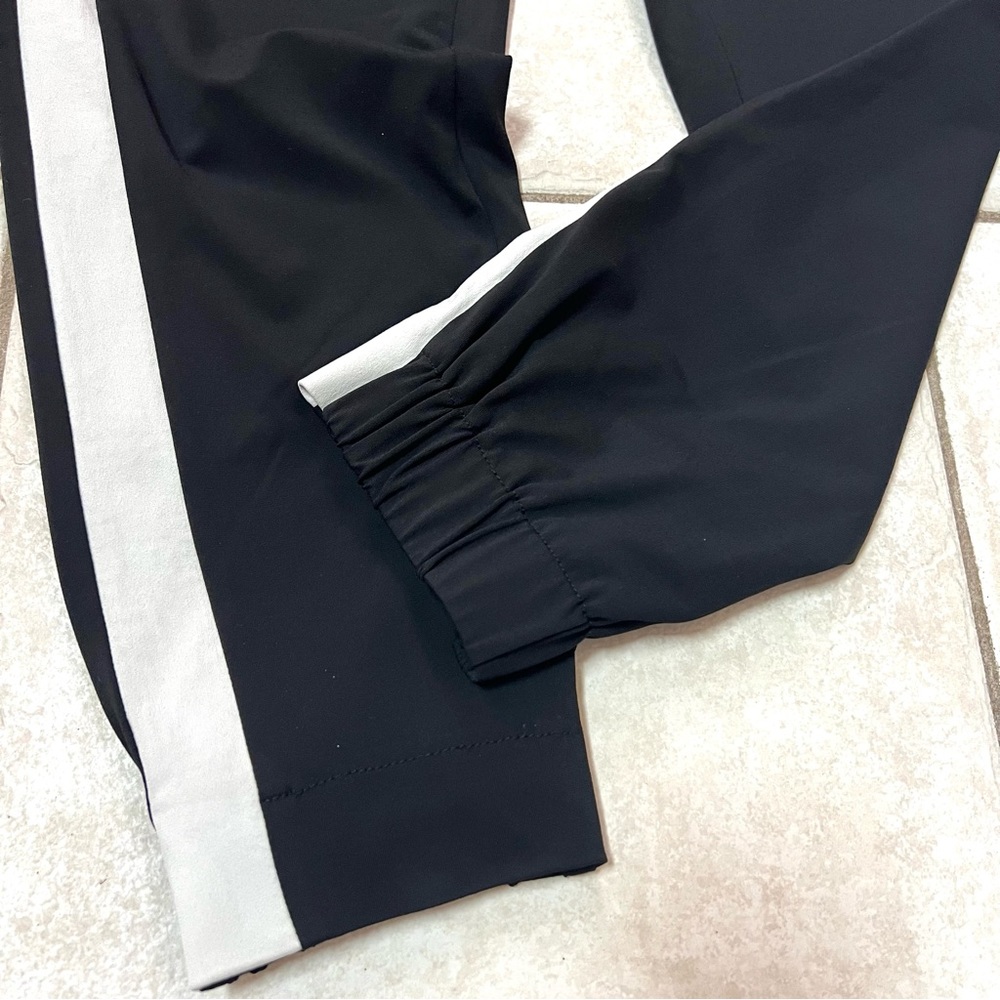 Iris Setlakwe Black w/ White Side-Stripe Paper Bag Waistband Jogger Track Pants - Picture 9 of 12